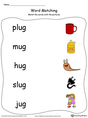 UG Word Family Picture and Word Match in Color