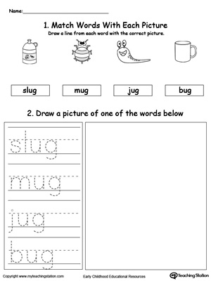 UG Word Family Phonics and Writing Practice