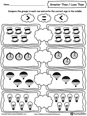 Using Less and Greater Than Signs by Comparing the Number of Objects