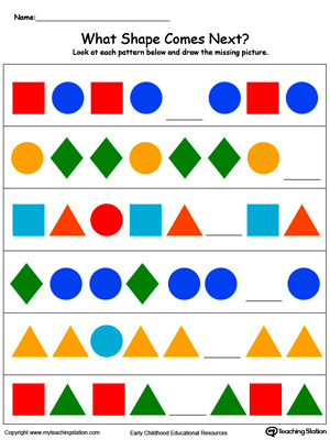 Kindergarten Patterns Printable Worksheets | MyTeachingStation.com