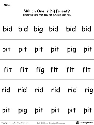 Which One is Different? IG Words | MyTeachingStation.com