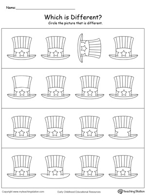 Which 4th of July Hat is Different? | MyTeachingStation.com
