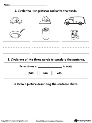 Word Recognition, Writing and Drawing: AN Words