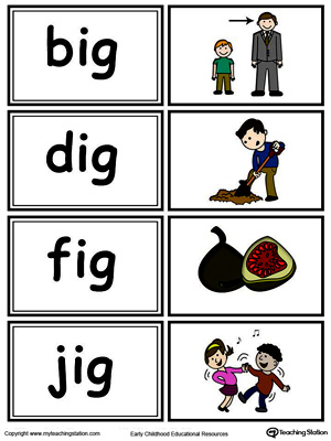 Word sorting and matching game with this IG Word Family printable worksheet in color.
