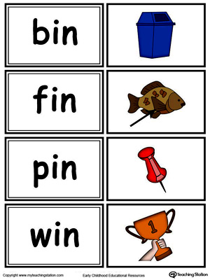Word Sort Game:  IN Words in Color