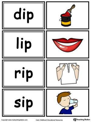 Word sorting and matching game with this IP Word Family printable worksheet in color.