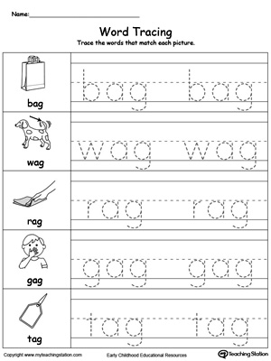 Word Tracing: AG Words MyTeachingStation.com Word Tracing: AG Words MyTeachingStation.com