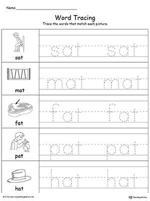 Word Tracing: AT Words  MyTeachingStation.com