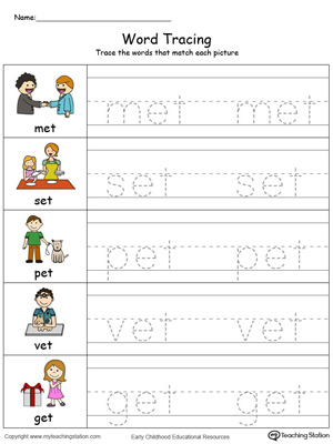 Word Tracing: ET Words in Color