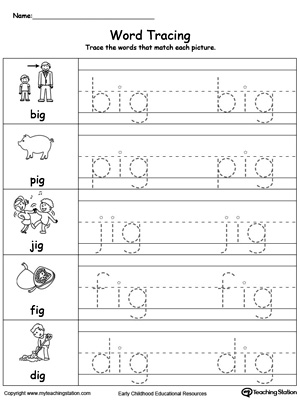 Word Tracing: AT Words | MyTeachingStation.com