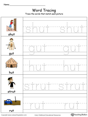 Word Tracing: UT Words in Color