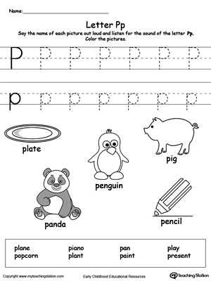 Words Starting With Letter P | MyTeachingStation.com