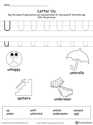 Things that Start with U Cards - Alphabet Printables