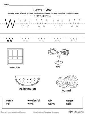 Words Starting With Letter W | MyTeachingStation.com