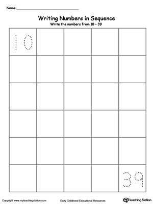 Writing Numbers In Sequence 10-39