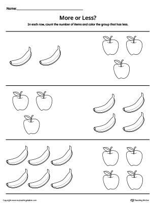 Count More or Less Worksheet