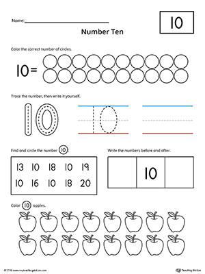 Number 10 Practice Worksheet | MyTeachingStation.com