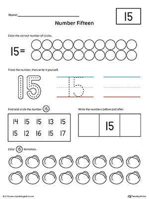 Number 15 Practice Worksheet | MyTeachingStation.com