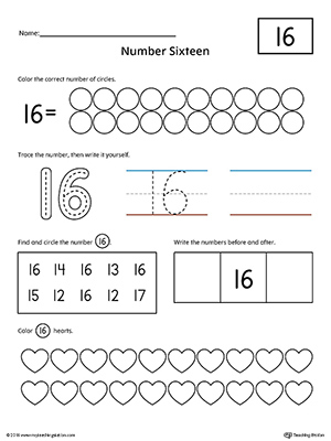 Number 16 Practice Worksheet