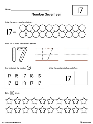 Number 17 Practice Worksheet | MyTeachingStation.com