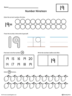 Number 19 Practice Worksheet