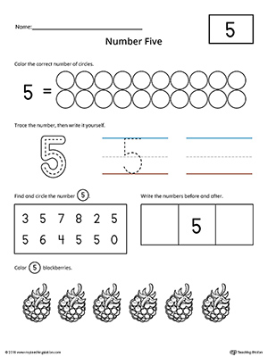 Number 5 Practice Worksheet