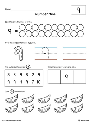 Number 9 Practice Worksheet