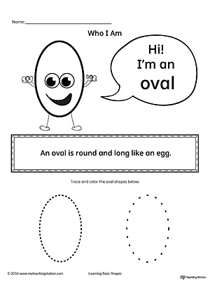 Learn the geometric shape - oval, with a fun and simple activity. This printable is perfect for introducing the concept of shapes to children in preschool.