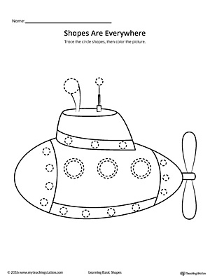 Circle Shape Picture Tracing Worksheet