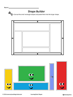 Geometric Shape Builder Worksheet: Rectangle (Color)