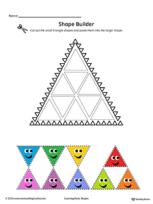 Geometric Shape Builder Worksheet: Triangle (Color) | MyTeachingStation.com