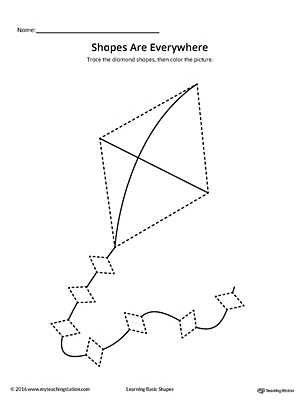 Diamond Shape Picture Tracing Worksheet | MyTeachingStation.com