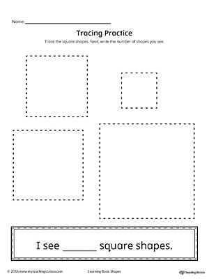 Geometric Shape Counting and Tracing: Square | MyTeachingStation.com