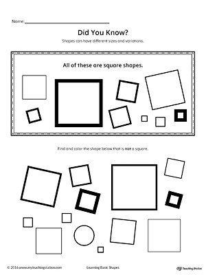 Geometric Shape Sizes and Variations: Square