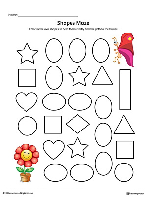 Oval Shape Maze Printable Worksheet (Color)