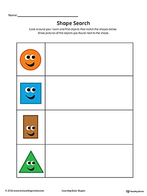 Shape Search Printable Worksheet (Color)