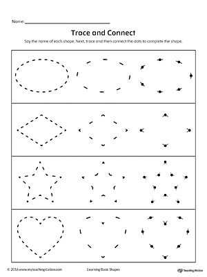 Trace and Connect Dots to Draw Shapes: Square, Triangle, Rectangle