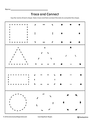 Trace and Connect Dots to Draw Shapes: Square, Triangle, Rectangle