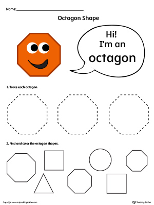 Trace and Color Octagon Shapes Worksheet Color