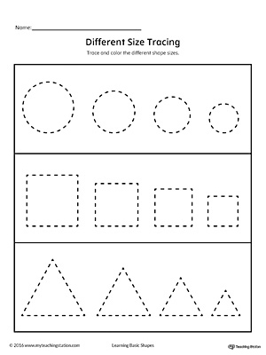 Tracing Different Size Shapes: Circle, Square, Triangle