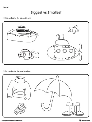 FREE* Biggest vs Smallest Items Worksheet | MyTeachingStation.com