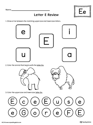 All About Letter E Printable Worksheet