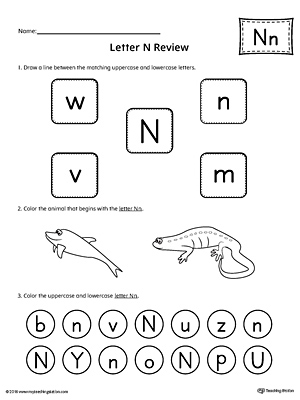 All About Letter N Printable Worksheet