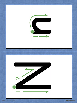Alphabet Letter N Formation Card Printable (Color)