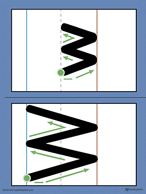 Alphabet Letter W Formation Card Printable (Color)