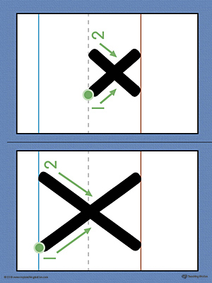 Alphabet Letter X Formation Card Printable (Color)