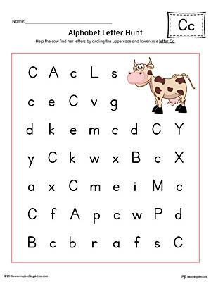 Alphabet Letter Hunt: Letter C Worksheet (Color)