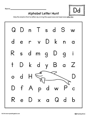 Alphabet Letter Hunt: Letter D Worksheet