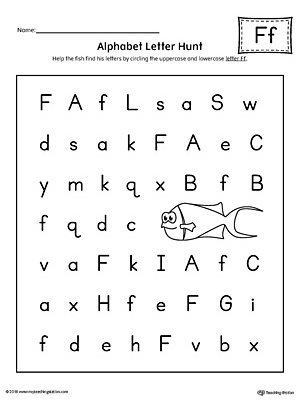 Alphabet Letter Hunt: Letter F Worksheet