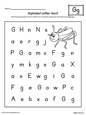 Alphabet Letter Hunt: Letter G Worksheet
